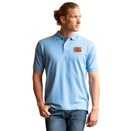 Custom Perfect Polo - Model Wearing Carolina Blue With logo
