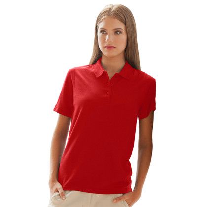 Custom Women's Soft-Blend Double-Tuck Pique Polo - Red