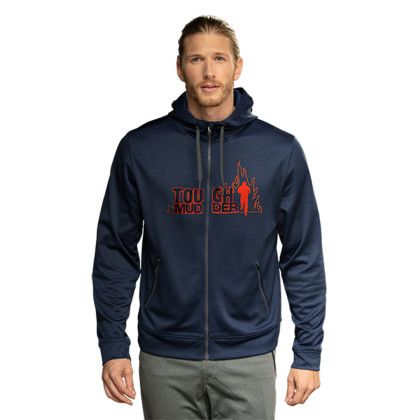 Custom Street Hoodie - Model Wearing Navy Hoodie With Logo Custom Street Hoodie - Model Wearing Navy Hoodie With Logo