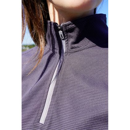 Custom WomenÕs Grid 1/4 Zip Pullover - Dark Grey Close View