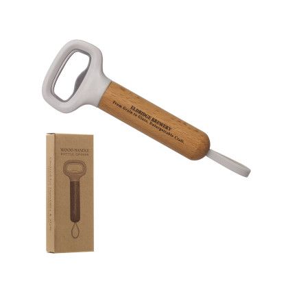 Custom Wood Handle Bottle Opener - Gray 