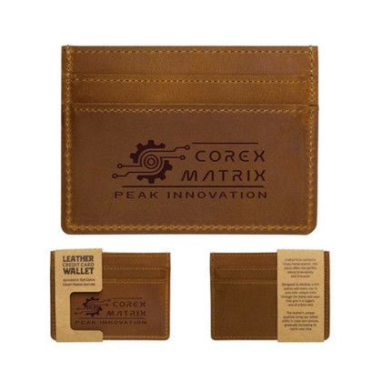 Custom Leather Credit Card Wallet - Tan