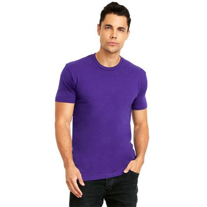 Custom Next Level Cotton Crewneck Tee - Model Wearing Purple Rush Crewneck TShirt