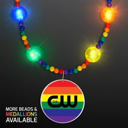 Custom Bright Beads Rainbow Party Necklace with Medallion Custom Bright Beads Rainbow Party Necklace with Medallion
