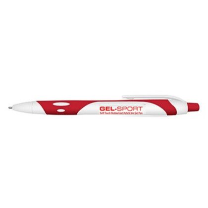 Custom Gel Sport Soft Touch Rubberized Hybrid Ink Gel Pen - Blue Ink - Red