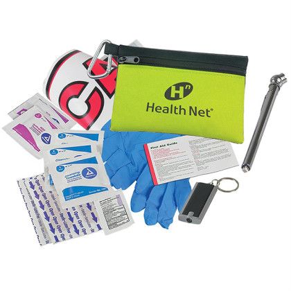 Custom Auto Safety Zipper Tote Kit - Lime Green With Black 