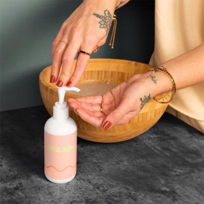 Custom 8 Oz Wash With Pump Cap - White Hand Wash In Use