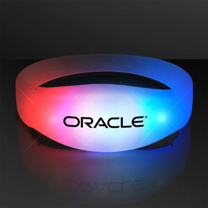 Custom Red White & Blue Steady Illumination Stretch Bracelet - Front View