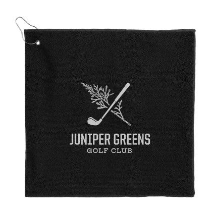 Custom 15" x 15" Recycled 300g Terry Polyester Towel - Black 