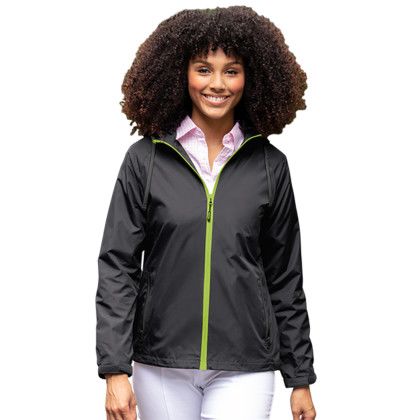 Custom Women's Club Jacket - Model Wearing Dark Grey With Citron 