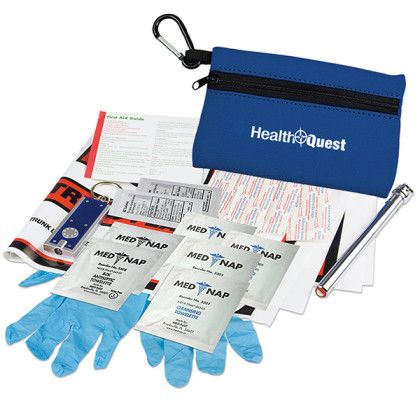Custom Zip Tote Auto Safety Kit - Blue 