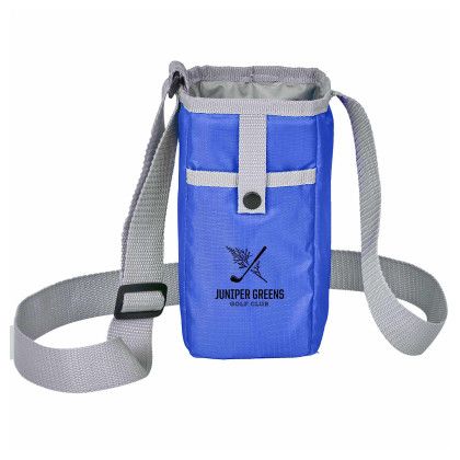 Custom Insulated Bottle Sling - Royal With Logo