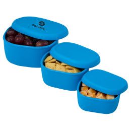 Custom Zili Silicone Storage Containers, Set of 3 (7, 10, & 20 oz) - Process Blue Custom Zili Silicone Storage Containers, Set of 3 (7, 10, & 20 oz) - Process Blue