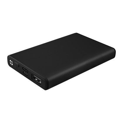 Custom 5,000 mAh Rabs & Aluminum Power Bank - Black Side View 