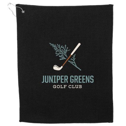 Custom 15" x 18" Recycled 200g Microfiber Waffle Towel - Black 