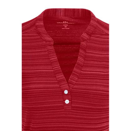 Custom Women's Vansport Strata Textured Henley - Sport Red Close View 