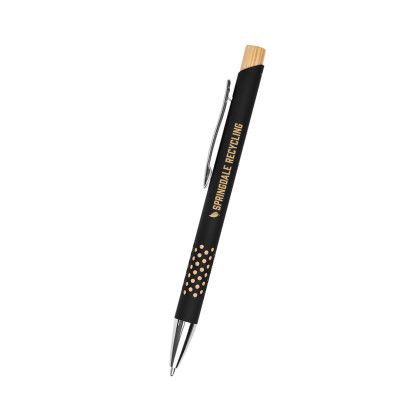 Custom Asher Recycled Aluminum Pen - Black With Bamboo