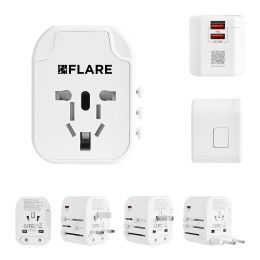 Custom International Travel Adapter - White