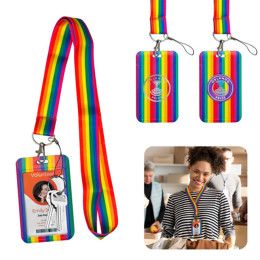 Custom Rainbow Lanyard & Badge Holder - Rainbow
