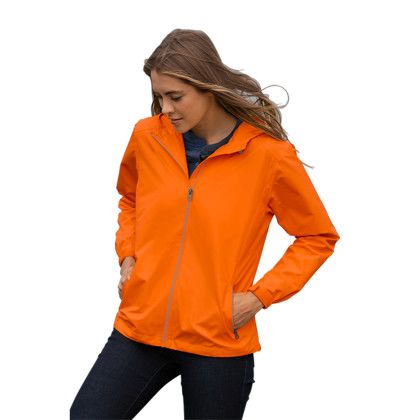 Custom Women's Newport Jacket - Model Wearing Orange Jacket 
