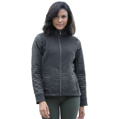Custom Women's Yukon Jacket - Model Wearing Dark Grey Jacket