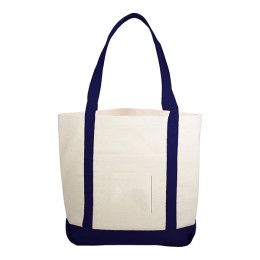 Custom Lightweight Daytrip Boat Bag - Natural/Navy Blue