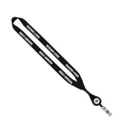 ¾” Wholesale Lanyards with Retractable Badge Reels | Promo Lanyards with Free Shipping - Black