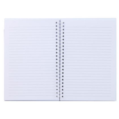 Custom 5.5" x 8.5" Spiral Notebook with Clear Pocket - White Open View 
