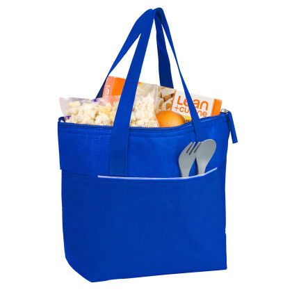 Custom Mist Recycled 9-Can Non-Woven Tote Cooler - Royal Back side