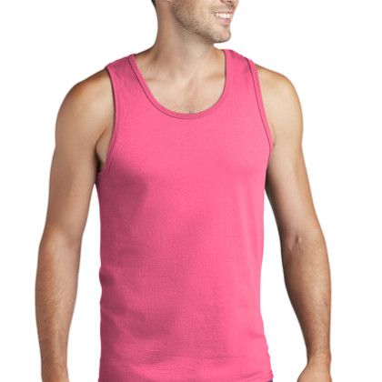 Neon Pink Cotton Tank Top-Port & Company Neon Pink Cotton Tank Top-Port & Company