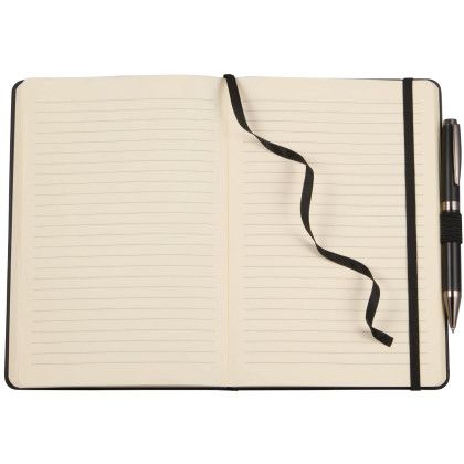 Custom 5.5''x 8.5'' FSC Recycled Ribbed Bound Journal - Open 