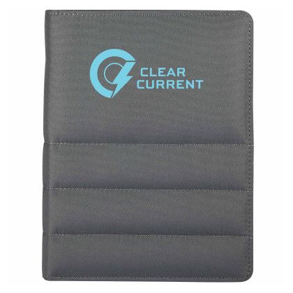 Custom Puffer Zippered Padfolio with FSC Recycled Paper - Gray