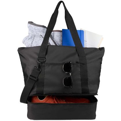 Custom Daybreak Recycled Travel Tote - In Use 