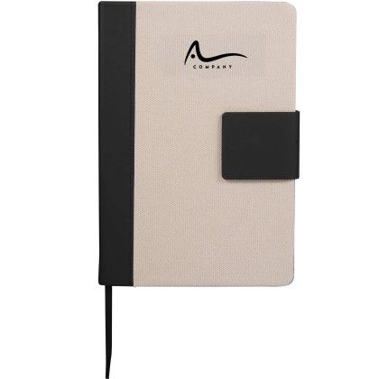 Custom 5.5" x 8.5" FSC Recycled Canvas Bound Notebook - Beige