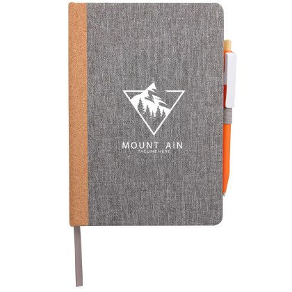 Custom 5.5" x 8.5" Recycled PET and Cork Bound Journal - Gray