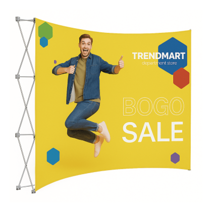 Custom 10' Curved Splash Floor Display Face Graphic Panel (Block-Out Fabric) - Multicolor