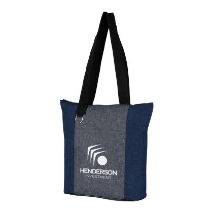 Custom Heathered Fun Tote Bag - Navy With Gray 
