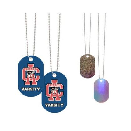 Custom Acrylic Dog Tag With Chain - Glitter or Holographic Design for Added Fee