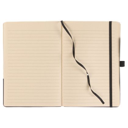 Custom 5" x 7" Sugarcane Paper Bound Notebook - Black Open View 