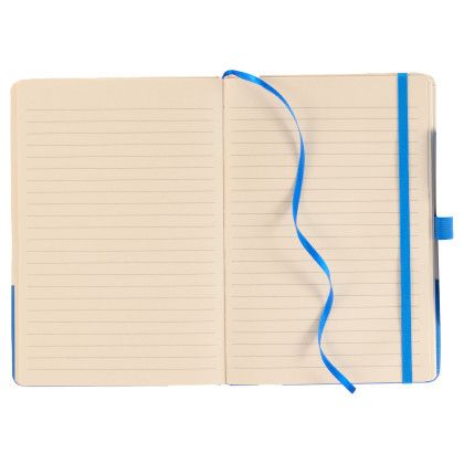 Custom 5" x 7" Sugarcane Paper Bound Notebook - Blue Open View 