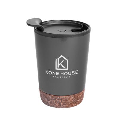 Custom 10 Oz. Stainless Steel Zoe Tumbler With Cork Base - Gray Custom 10 Oz. Stainless Steel Zoe Tumbler With Cork Base - Gray