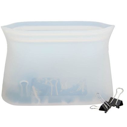 Custom Zili Silicone Food Storage Bag 8oz - Clear In Use 