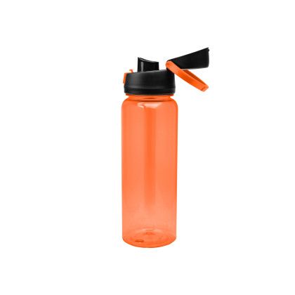 Custom 32 Oz. Pop Sip RPET Bottle - Transculent Orange/Black With Open Cap 