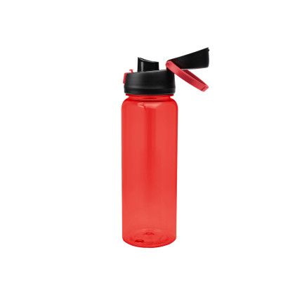Custom 32 Oz. Pop Sip RPET Bottle - Transculent Red/Black With Open Cap