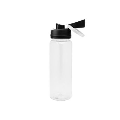 Custom 32 Oz. Pop Sip RPET Bottle - Transculent White/Black With Open Cap