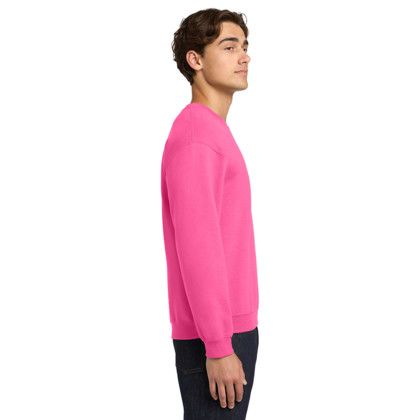 Custom Gildan Heavy Blend Crewneck Sweatshirt - Safety Pink Side View 