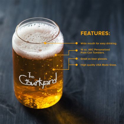 Custom 16 oz. ARC Can Shaped Beer Glasses - Color - Feature