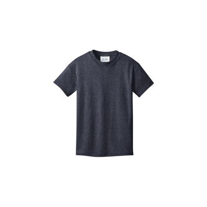 Custom Port & Company Youth Core Cotton Tee - Heather Navy Front Side Custom Port & Company Youth Core Cotton Tee - Heather Navy Front Side