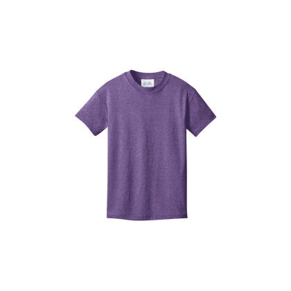 Custom Port & Company Youth Core Cotton Tee - Heather Purple Front Side Custom Port & Company Youth Core Cotton Tee - Heather Purple Front Side