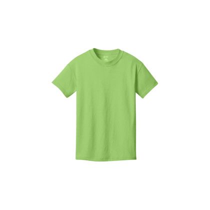 Custom Port & Company Youth Core Cotton Tee - Lime Front Side Custom Port & Company Youth Core Cotton Tee - Lime Front Side